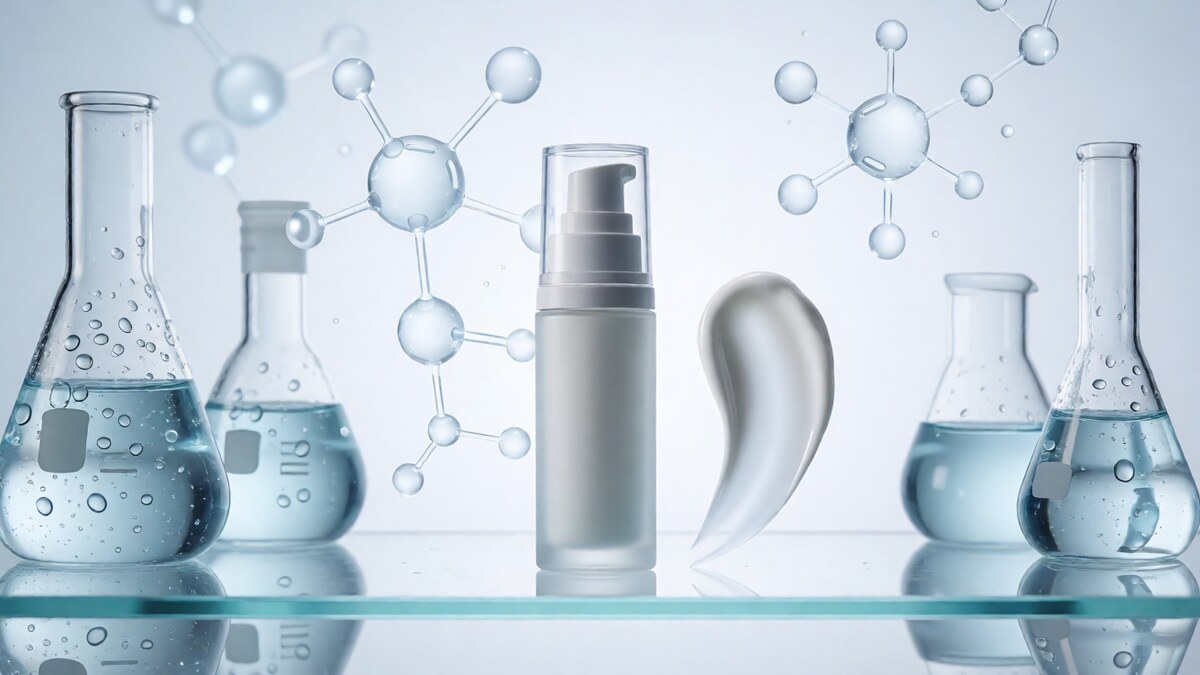Brightening neck cream formulation laboratory banner